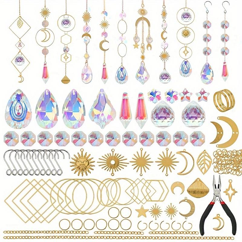 DIY zvonkohra Crystal Sun Catcher Šperky Ornamenty Příslušenství Duha Maker Hranol Koule Přívěsek Dekorace Materiál Části