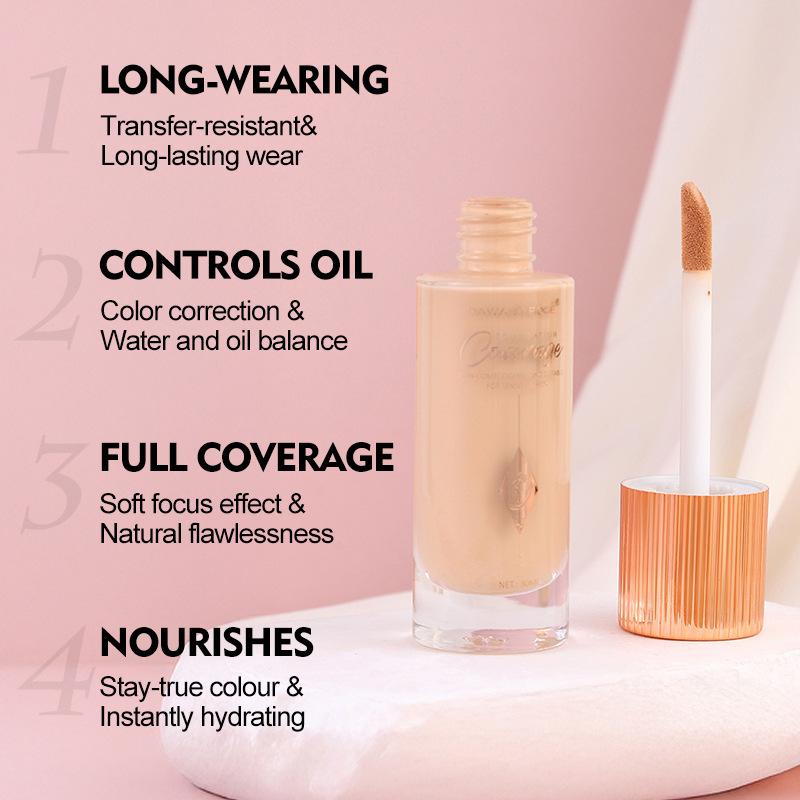 Concealer Foundation Flüssig Wasserdicht Langanhaltend Feuchtigkeitsspendend Setzt sich nicht ab Make-up Ölkontrolle Foundation