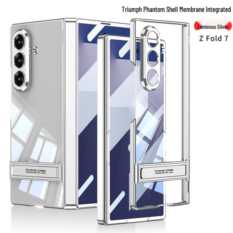 Samsung Z Fold7 Magnetic Hinge Case - Transparent Protective Cover with Triumph Stand