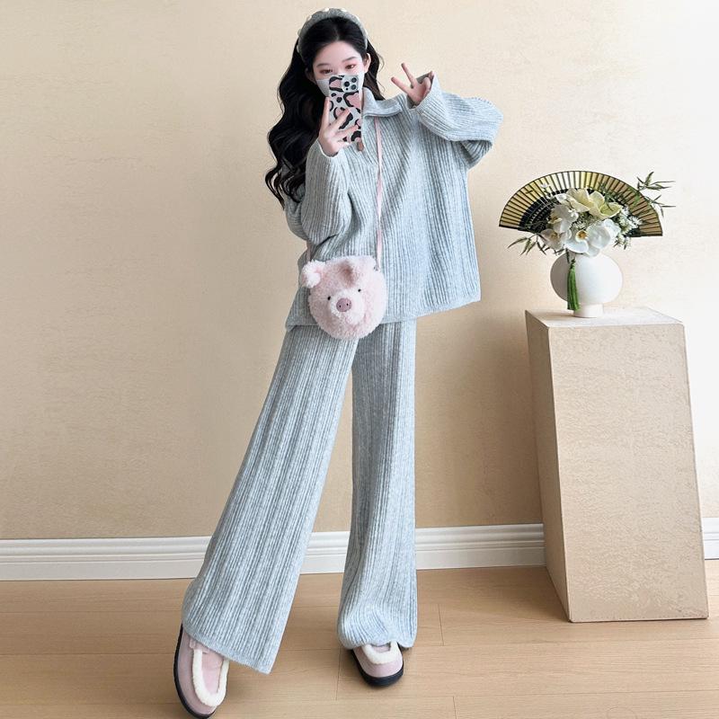 

2025 A/W Soft Skin-Friendly Zipper Casual Maternity Sweater Set 2XL