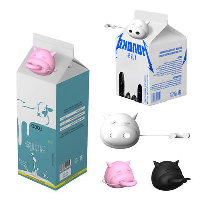 Silicone Milk Bottle Covers Cow-Shaped Leak-Proof Silicone 3D Printing Cover Milk Box Protector for Car Camping Gym Hiking