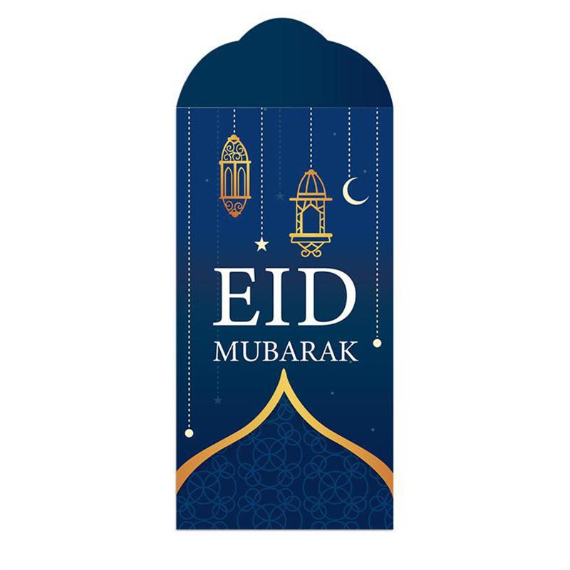 6Pcs Eid Mubarak Cash Envelopes Gift Money Cards Decorative Paper Bag Ramadan Kareem Decoration Islamic Muslim Eid Al-Fitr