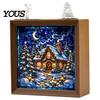 Innen-Haus-Dekoration DIY Weihnachten Acryl-Puzzle Nachtlicht, Holzrahmen Handmontiertes Puzzle Schreibtischlicht Lampe, Kreatives LED für Schlafzimmer