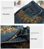25 Spring/Autumn Women's High-Waist Denim Skirt with Colorful Embroidered Edge and Slit
