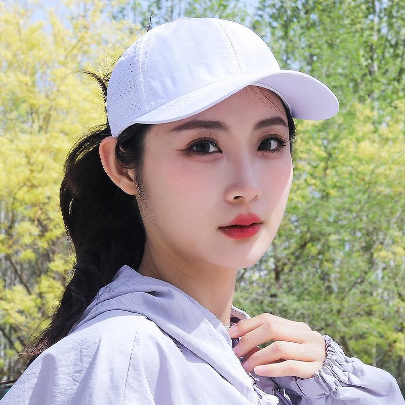 Solid color baseball cap logo women's sports and leisure cross ponytail hat quick-drying breathable cap sun hat