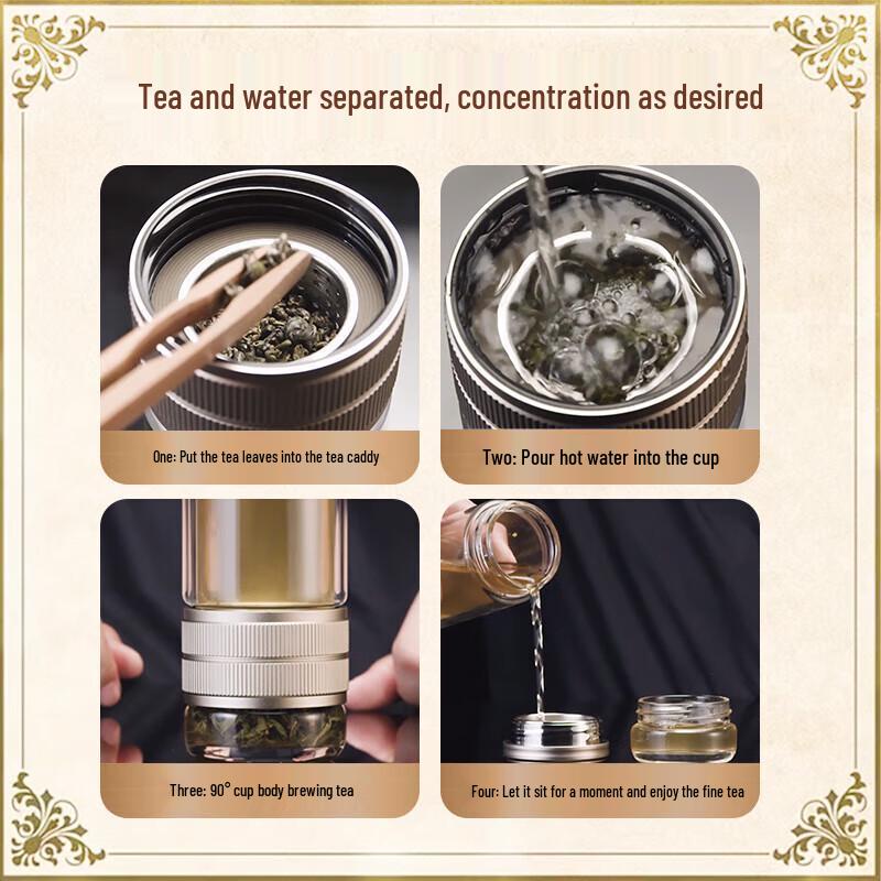 BVGMAV Double Wall Tea Infuser Glass Cup
