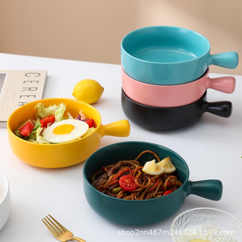 Direct Supply Baking Baked Rice Bowls, Oven-Specific Instant Noodle Bowls, Cheese With Handles, Tableware, Ceramic Salad Bowls, White Porcelain
