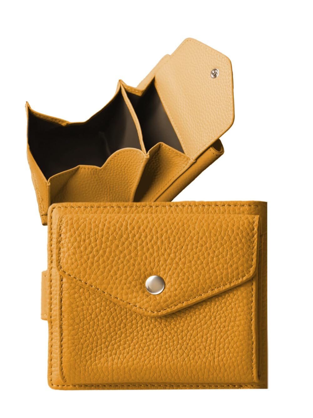 

LASIEM purse and coin purse facing the same genuine skimming coin small easy to yellow [Bill way] Wallet, ladies, bi-fold, bi-fold wallet, leather, жовтий