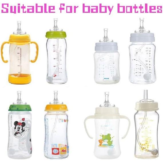 Jerliflyer 4pcs Bottle straws, hydrojug straw wide mouth silicone gravity ball design baby straw replacement no leakage baby drinking tools