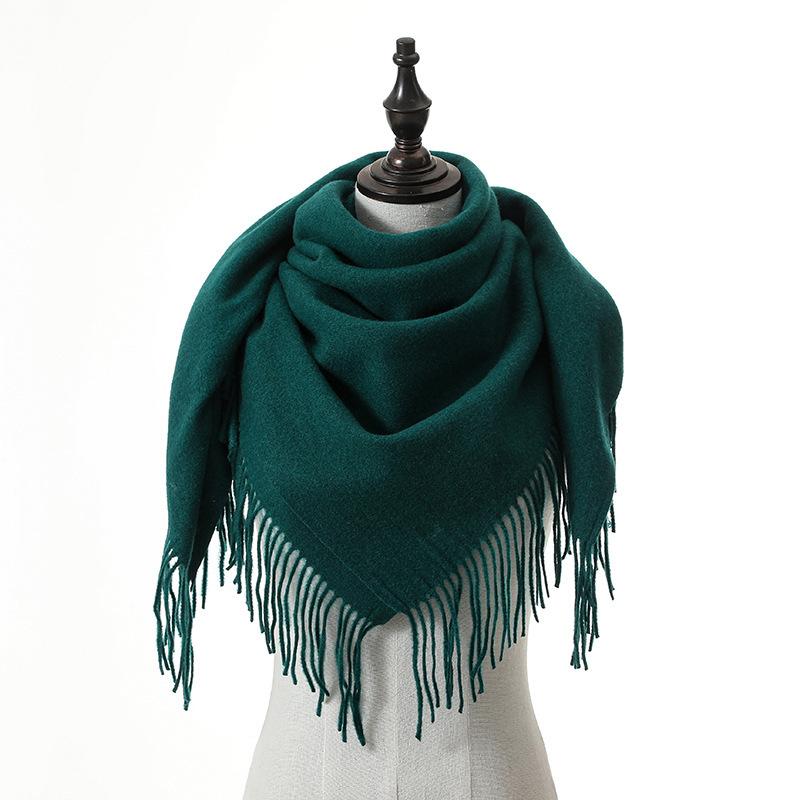 New Solid Color Wool Square Scarf Women's Imitation Cashmere Autumn and Winter Warm Scarf Cashmere Shawl
