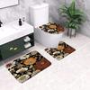 Boho Floral Botanical Bath Rugs for Bathroom, Mid Century Morden Abstract Bohemian Flowers Tropical Leaves Non Slip Flannel Bathroom Rug, Dry Fast