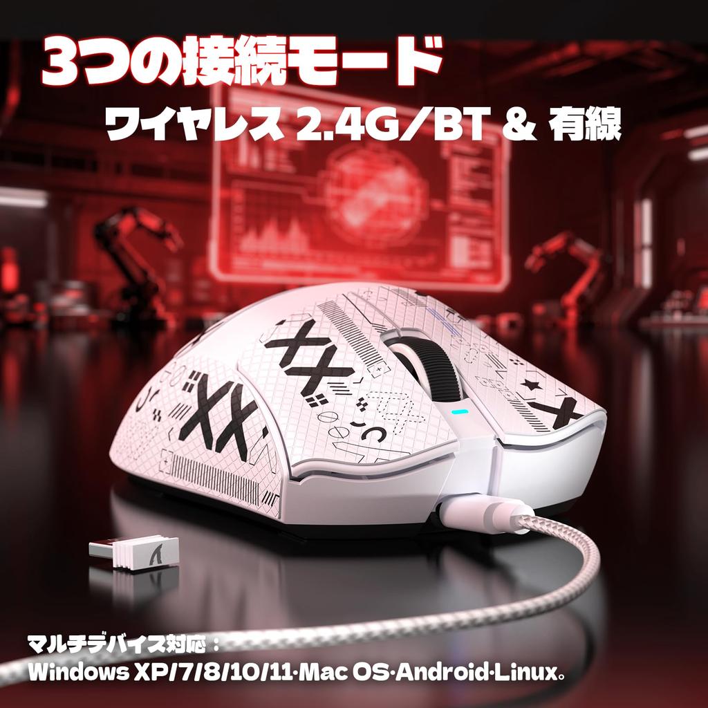 ATTACK SHARK V3 Lightweight 62g Wireless Gaming Wired and Wireless Connection BK52820 PAW3311 Optical 100 Durability 7 Programmable 1000Hz Polling