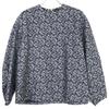 DRAWER 6521-299-1047 Navy Silk Cupra Flower Jacquard Back Zipper Pullover Tops Not Written blackUsed