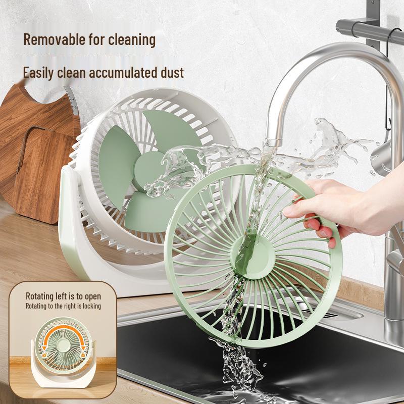 USB Rechargeable Desk Fan: Silent, Strong Wind, Wall-Mountable, Multi-Angle for Office/Student Dorms