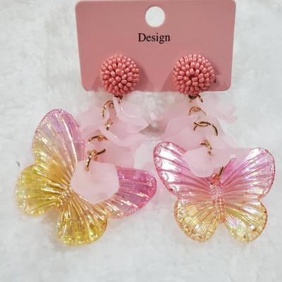 Women's Fashionable Acrylic Butterfly Earrings Set With Elegant Design | Eye-Catchy Lightweight Jhumki Set For Tradtional Indian Look |