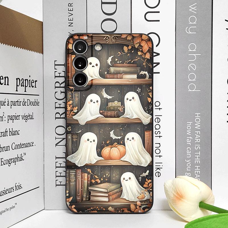 Halloween Kürbis Geist Bücherregal Buch Handyhülle für Google Pixel 9A 8A 7A 6A 7 PRO 8 9 Pro XL 4G 5G Silikon Weiche Hülle Schale