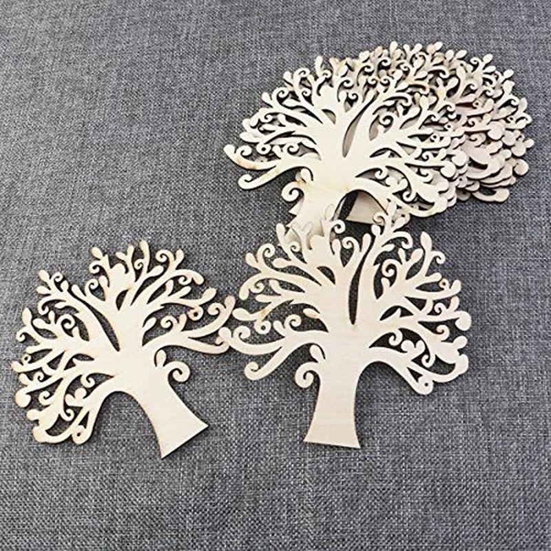 10 Pcs Wooden Tree Embellishments for Wedding Christmas