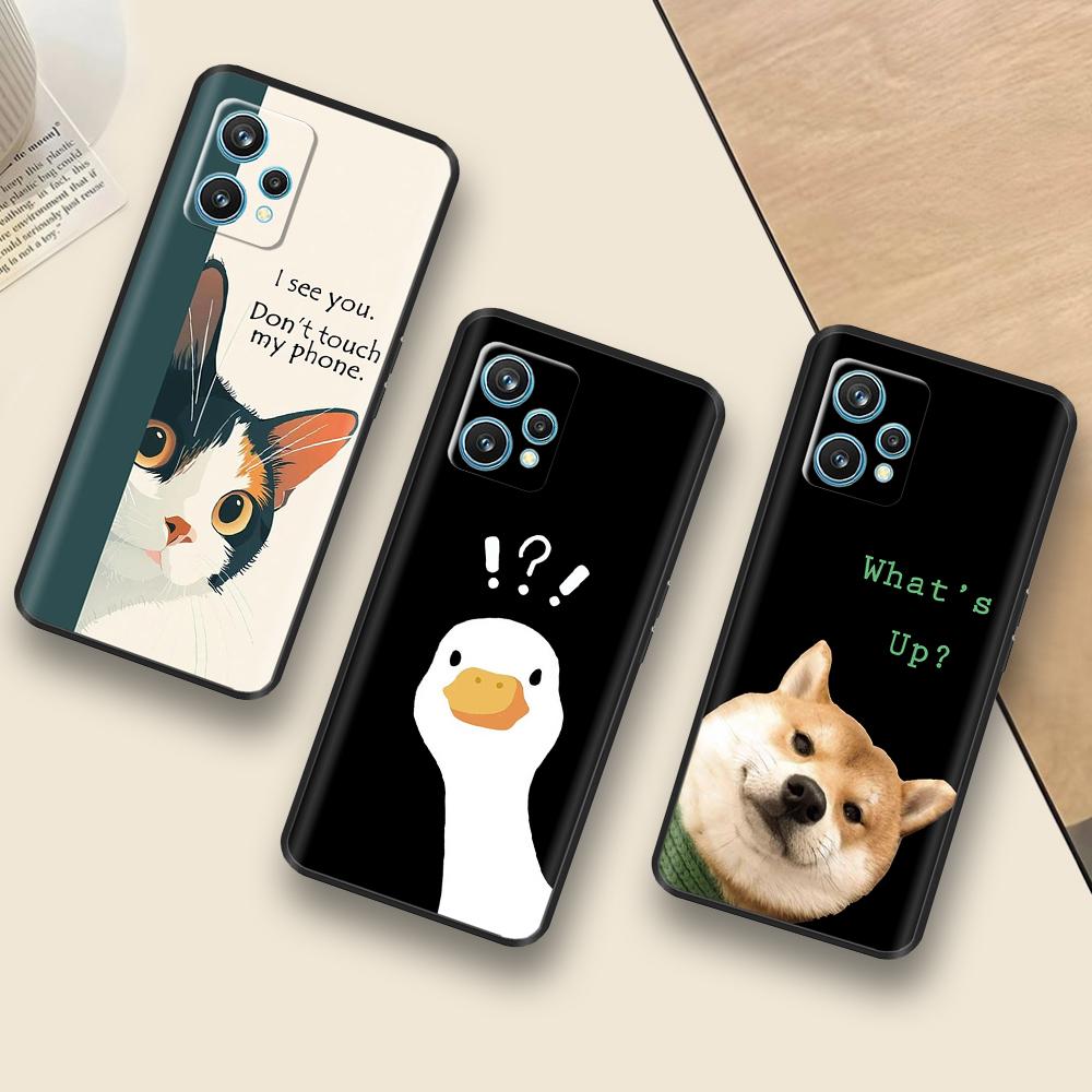 Para Realme 9 Pro Plus Funda Divertida de Silicona Suave Cubierta de Teléfono Para Realme 9 4G Funda Negra Carcasas con Parachoques Resistentes a Golpes Para Realme 9 Pro+