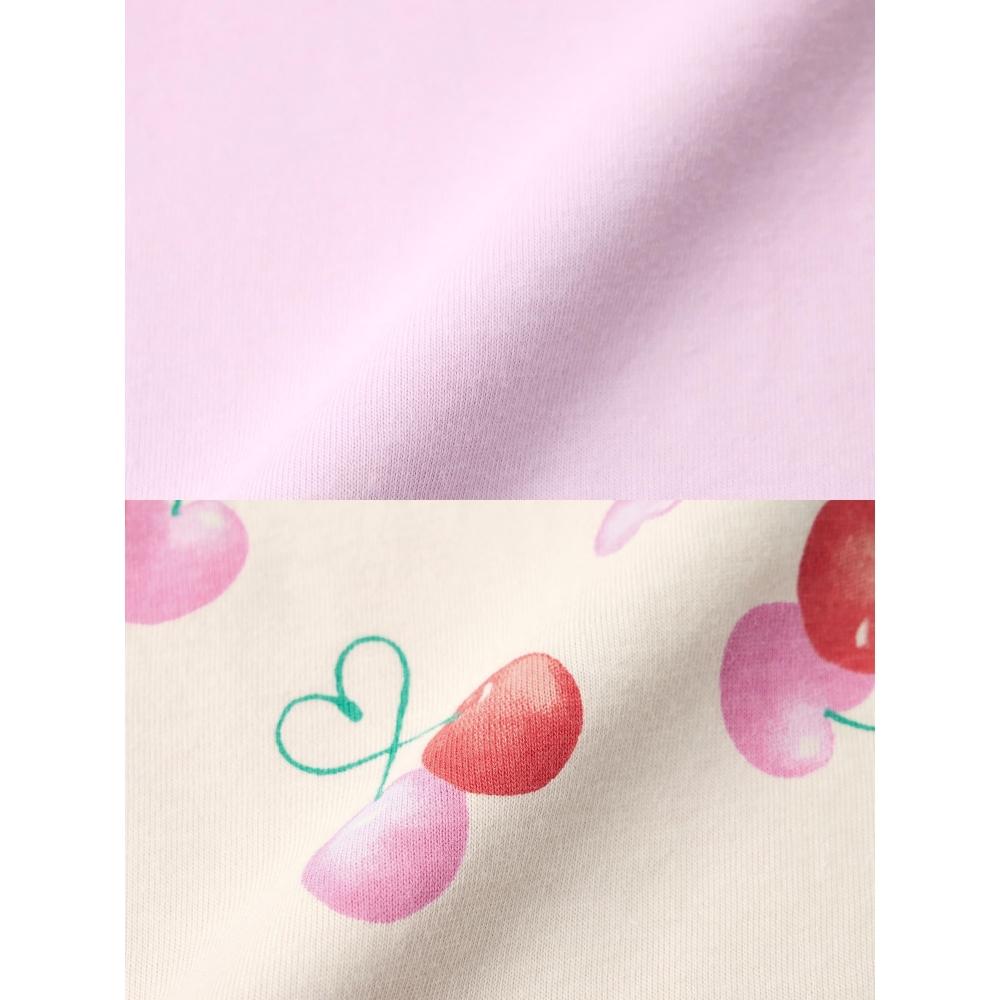 Gu By Uniqlo Girls Cotton Lounge Set  Short Sleeve   Shorts   Cherry 