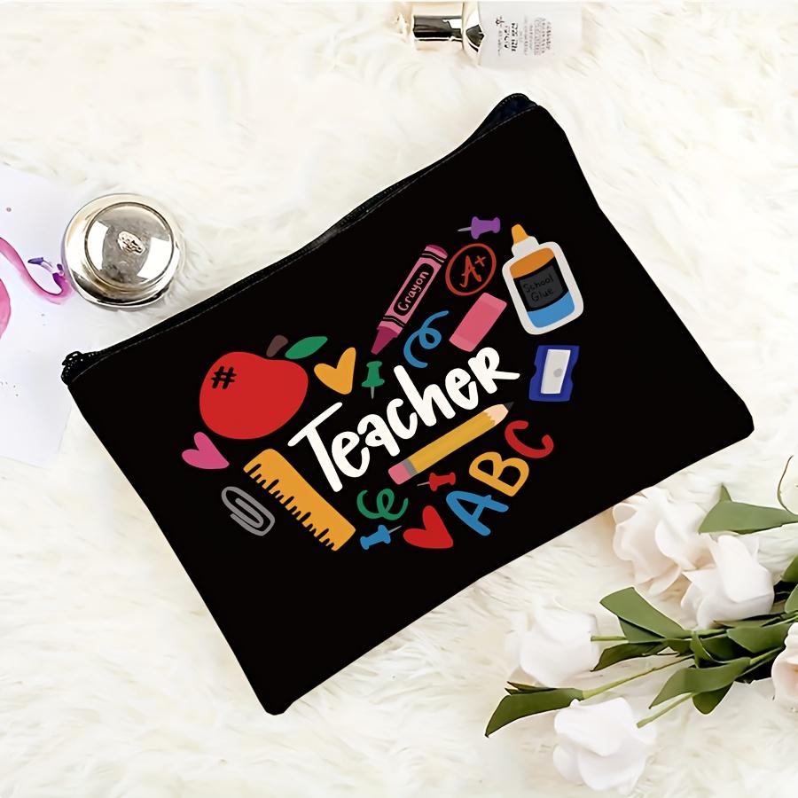 Heart-Shaped Design with "TEACHER ALphabet" Print, Perfect Gift for Women Teachers, and Nieces on Teacher'S Day,Birthday, Makeup