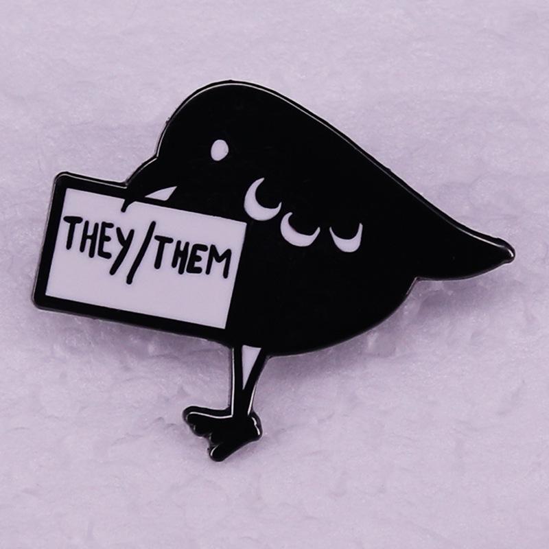 They/Them Pronoun Metal Pin Badge