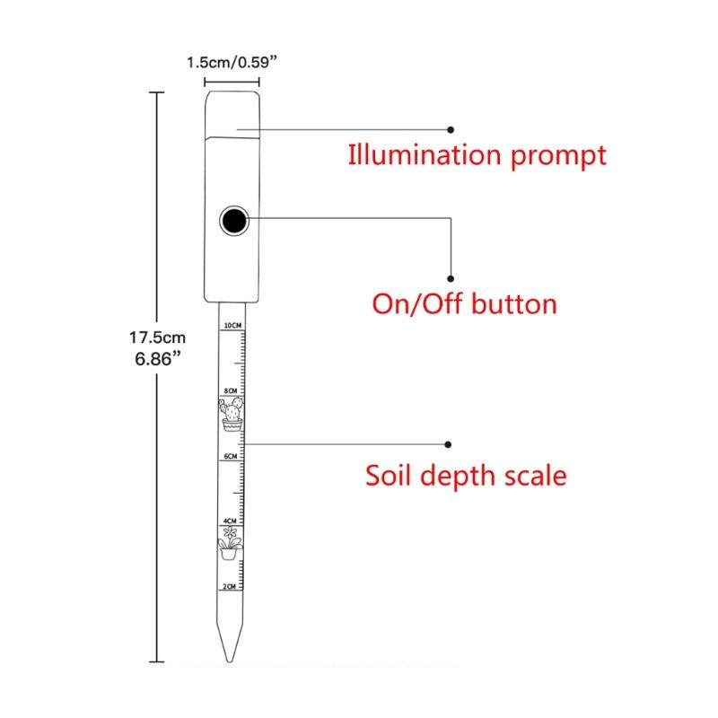 Plant Soil Moisture Sensor  3 Color Indicator Light Water Shortage Reminder Soil Moisture Indoor Outdoor Plant