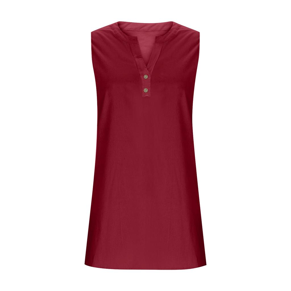 Damen Baumwoll-Leinen-Kleid Sommer Ärmellos Bequem Reise Strandkleid Modisch Frühling und Sommer Urlaubsbekleidung