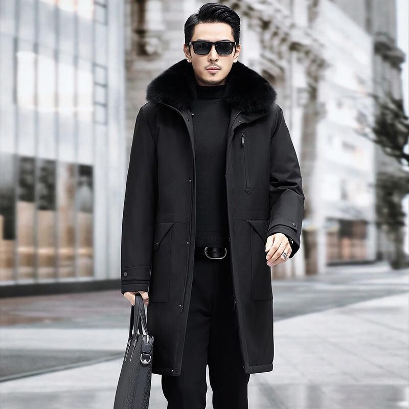 Men's Thickened Mid-Length Down Jacket for Middle-Aged and Elderly