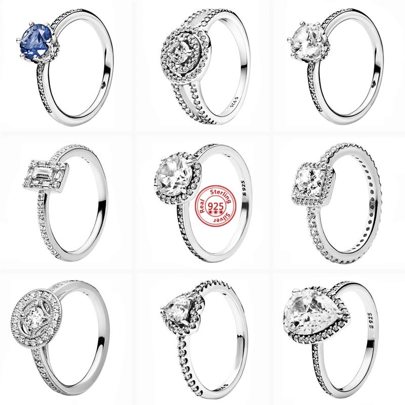 

Настоящее серебро 925 пробы, капли воды, драгоценный камень, Корона, блестящие круглые кольца, подходят для оригинального бренда, DIY Подвески, женские европейские ювелирные изделия, подарок