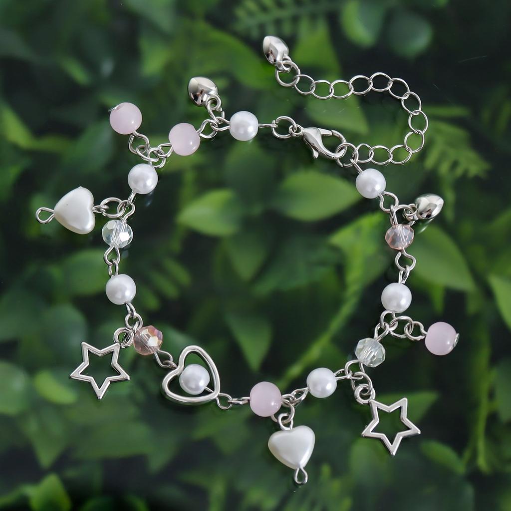 Handmade Angel Wing Bracelet Cute Bowknot Beaded Wristband Adjustable Chain Aesthetic Jewelry Gift for Women and Girls