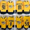 Maglia da Hockey su Ghiaccio Nashville Predators 81 91 59 Ricamata Adulto Uomo Uniforme Sportiva di Squadra Sport Invernali