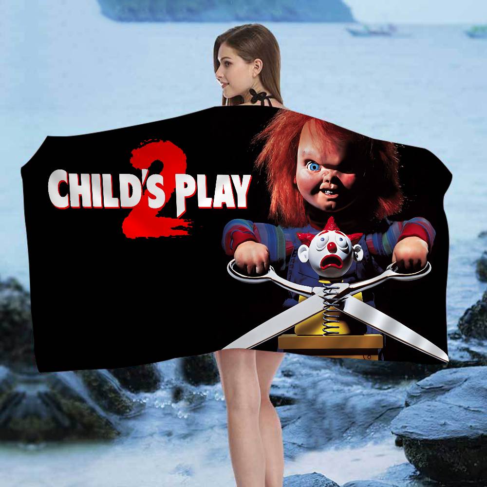 Horror Movie C-Child P-Play Beach Colorful Bath Towels for Girl Microfiber Quick Dry Sand Free Beach Yoga Spa Gym Pool