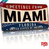 D-Flache Ebene pc Aluminium Metallschild mit UV-DruckVintage Miami Florida Gruß Wandkunst Patriotische Sterne und Streifen