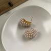 High-End Fashion Simple Metal Pearl Earrings Women'S Light Luxury Temperament Earrings Design Sense Versatile Jewelry Stud Earrings