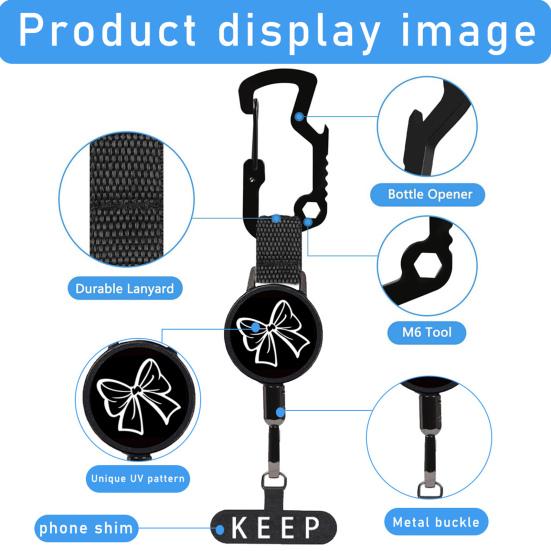 Пряжка для мобільного телефону Висувний тримач зі шнуром 60 см для швидкого доступу Нержавіюча сталь Протиугінний ремінець-затискач Аксесуар для телефону