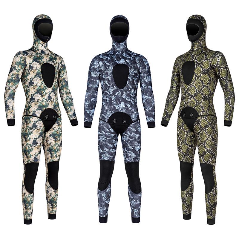 5mm Thermal Light Skin Diving Suit with Hood for Winter Swimming, Deep Diving, Surfing, Fishing, and Hunting.