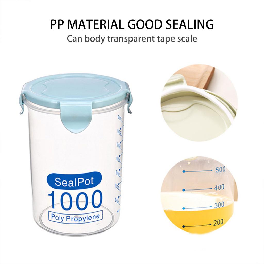 Pink 3pcs PP Storage Jars Set Airtight Clear Containers for Fridge Pantry Cereal Grain 600 800 1000ml