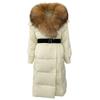 OFTBUY Winter Jacket Women Long Natural Real Raccoon Fox Fur Collar White Duck Down Coat Belt Thick Warm Casual Outerwear