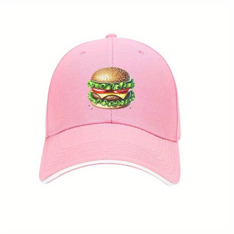 Hamburger Graphic Baseball Cap Adjustable Polyester Outdoor Casual Unisex Dad Hat