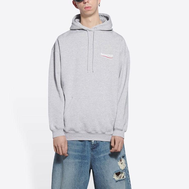 Balenciaga Political Campaign Hoodie Medium Fit 'Grey' Men's 600583TKVI91379
