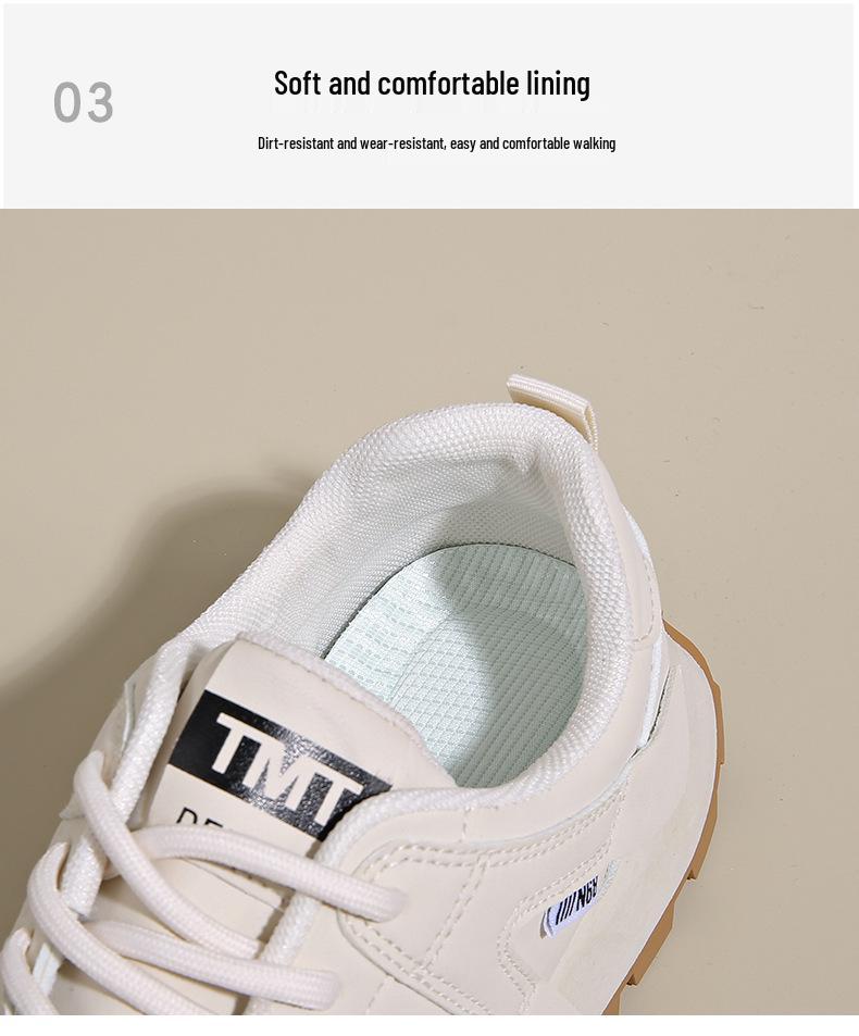 2025 Spring Women's Breathable White Korean Style Sneakers - Thick Sole Versatile Sports Casual Running Shoes