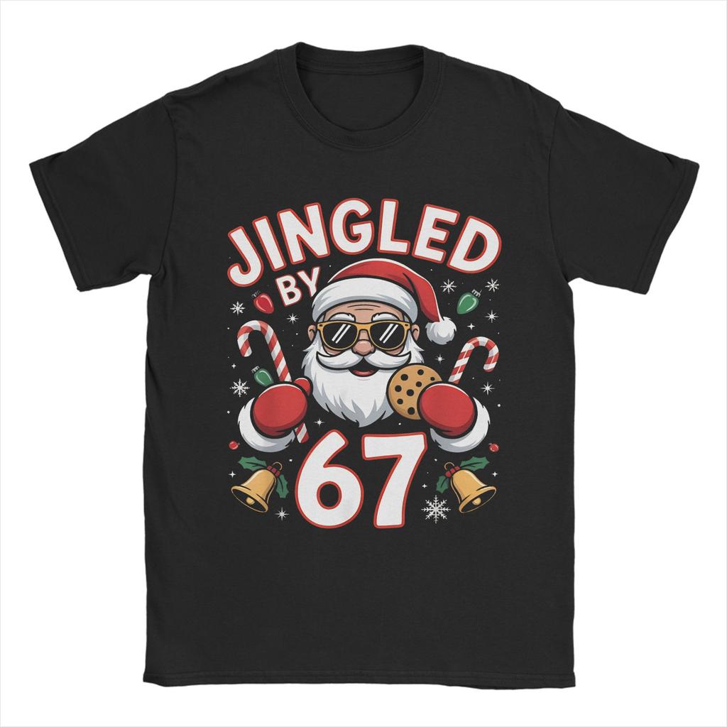 Men Women Graphic Printing Santa 67 Christmas 6 7 Meme Gen Alpha Meme Six Seven T Shirt Tee 100% Cotton T-shirts Clothing