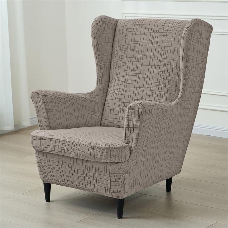 1 Set Jacquard Wing Chair Cover Spandex Wingback Chair Covers Sofa Covers Armchair Slipcover with Seat Cushion Cover Home Decor