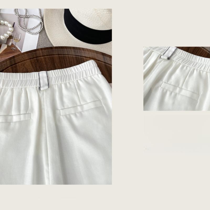 Lniane Spodnie z Tencelu z Szerokimi Nogawkami dla Kobiet Lato Nowe z Wysokim Stanem Draperowane Bawełniano-Lniane Proste Casualowe Długie Spodnie Cienkie