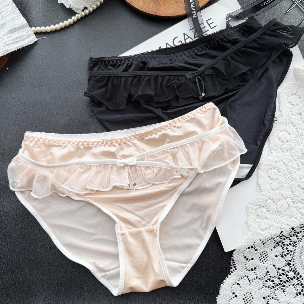 Girl Summer Pure To Sweet Sexy Lace Ice Silk Cotton Crotch Triangle Briefs