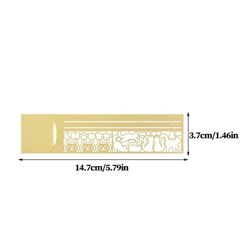 Cat Ruler Hollow Metal Bookmark Ruler Multifunctional Ruler for Drawing Diary Painting Hand Account Tool Offices Supplies