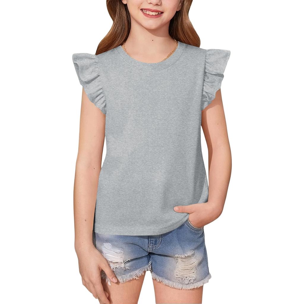 Dziecięca casualowa koszulka z paskami, z rękawami typu "latający rękaw", z okrągłym dekoltem, modny top