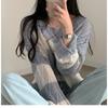 New Casual Twist Long Sleeved Striped Sunscreen Knitted Sweater Korean Style Women Retro Top Thin Hollow Out Loose Blouse O Neck Simple Clothing