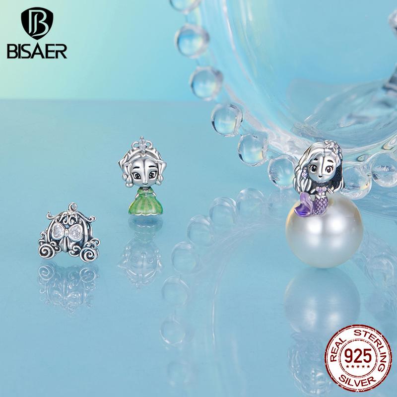 BISAER 925 Silver Dreamlike Fairytale Princess Charm Pumpkin Carriage Bead Fit Women Girl DIY Bracelet Fine Jewelry