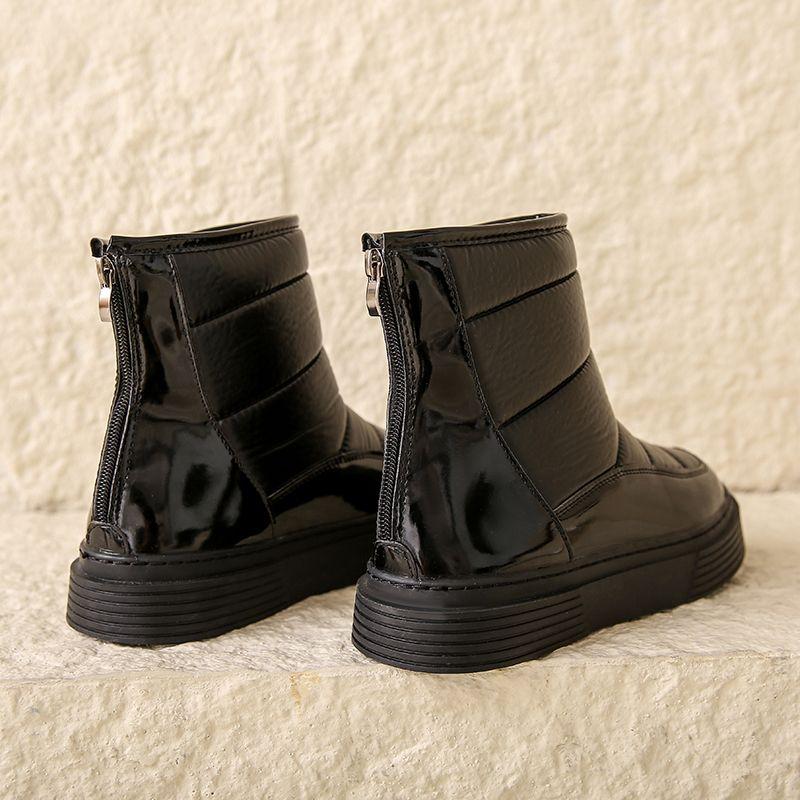 Modne Wodoodporne Damskie Buty z Okrągłym Noskiem Zimowe Grube Damskie Buty Śnieżne Szykowny i Elegancki Modny 2025 Pluszowe Ciepłe Botki w Promocji